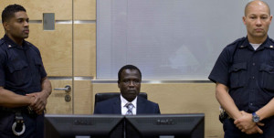 Dominic Ongwen on his first appearance at the ICC in The Hague, the Netherlands, on January 26, 2014. PHOTO | FILE |  AFP