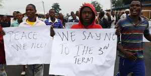  Burundians protest against President Pierre Nkurunziza's bid for third term in office in Bujumbura on April 30, 2015. President Nkurunziza has granted amnesty to minors who were arrested during protests. PHOTO | FILE |  AFP By HAVYARIMANA MOSES 